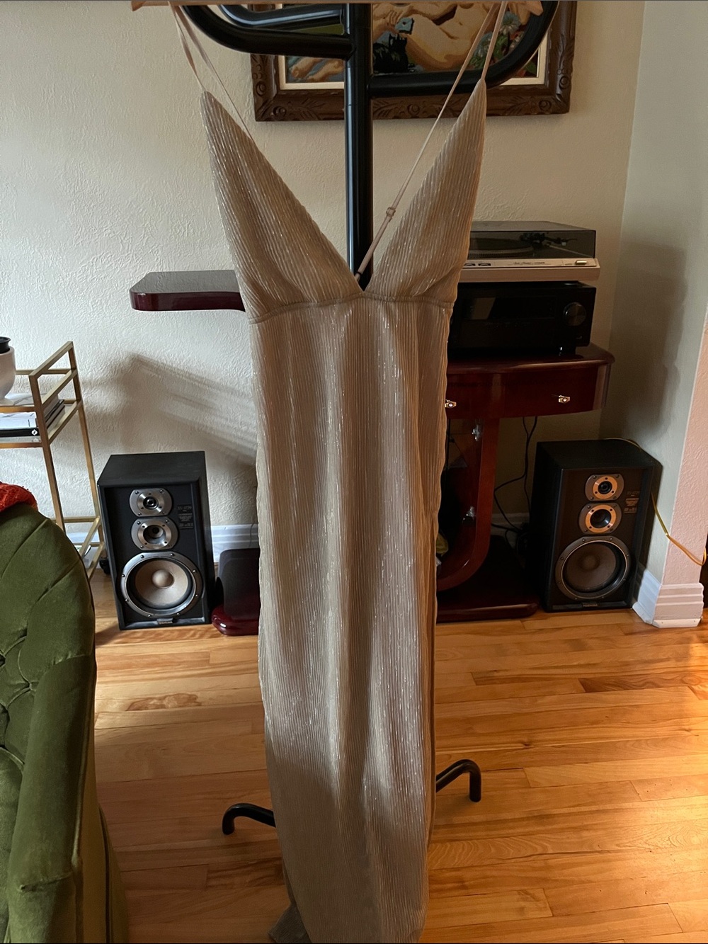superdown Metallic Champagne Maxi Slip Dress